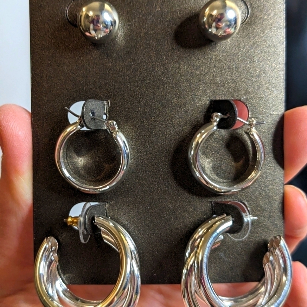 BOLD Elements Silver Trio Earring Set
